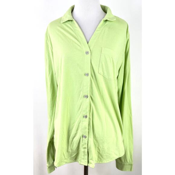 Stio Women's Bright Green Button Up Long Sleeve Shirt Size large - Picture 1 of 9